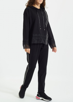 Черный костюм Liu Jo с кружевными вставками на толстовке, фото